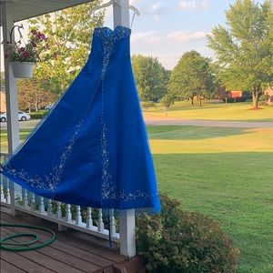 Blue and silver beaded dress